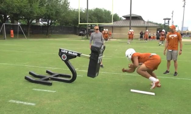 TE Lateral Footwork Drill on Sled- University of Texas